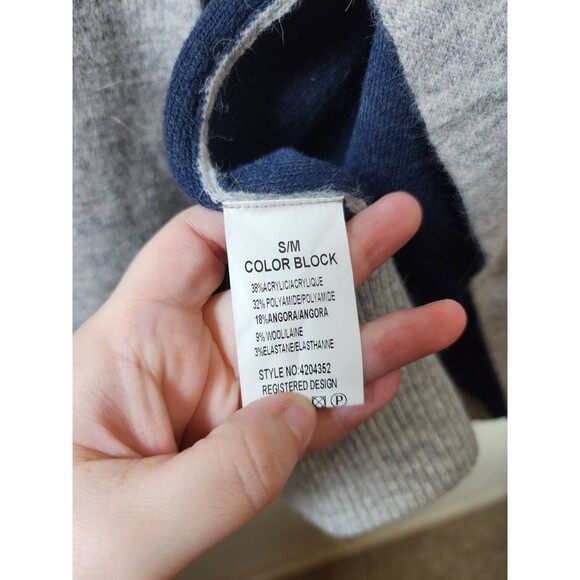 ​Color Block Womens S/M Gray Wool Angora Blend Aztec Geometric Open Cardigan - Picture 6 of 7